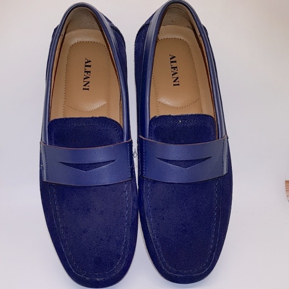 ALFANI NAVY BLUE SUEDE LEATHER SHOES - Picture 8 of 9